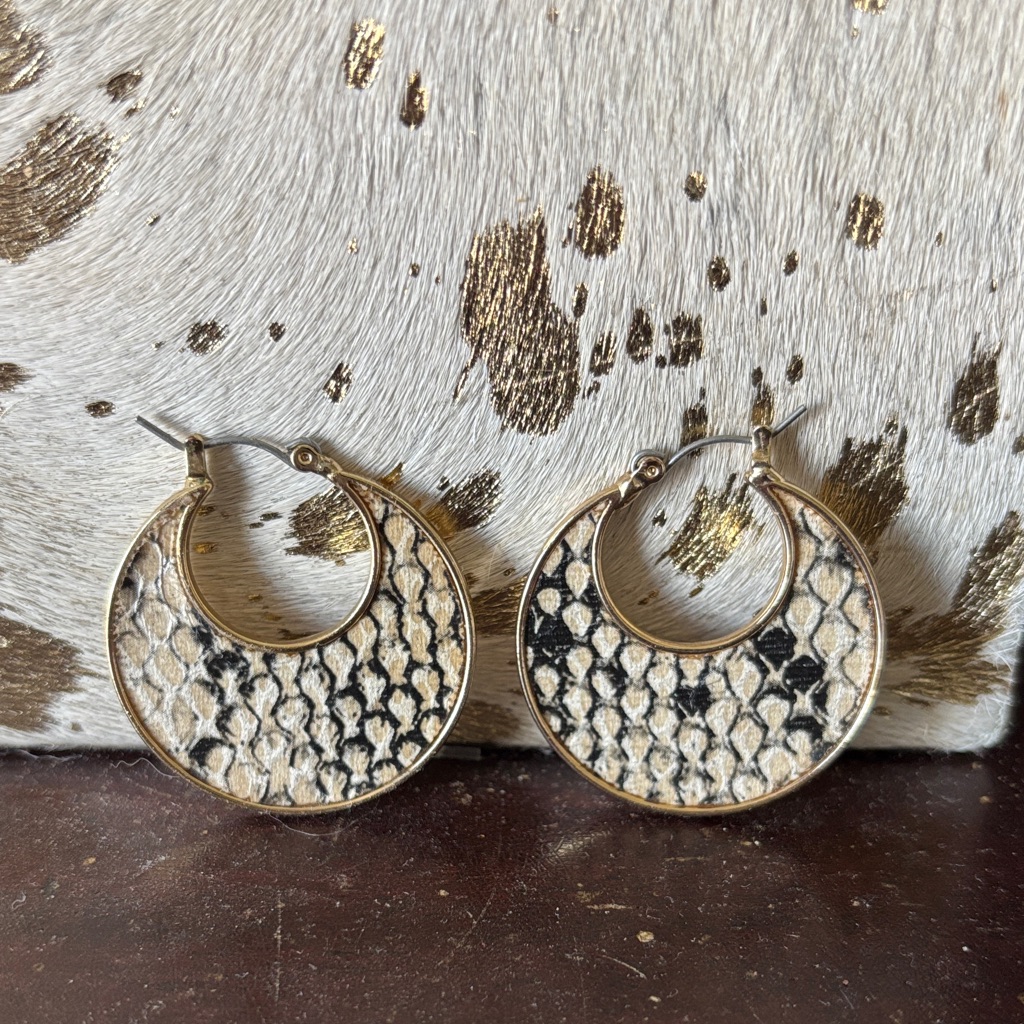 Gold Faux Snake Skin Earrings 588
